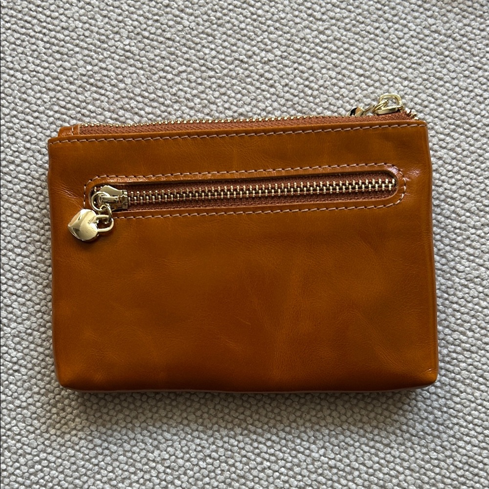 Yellow Orange Leather Coin Pouch Wallet